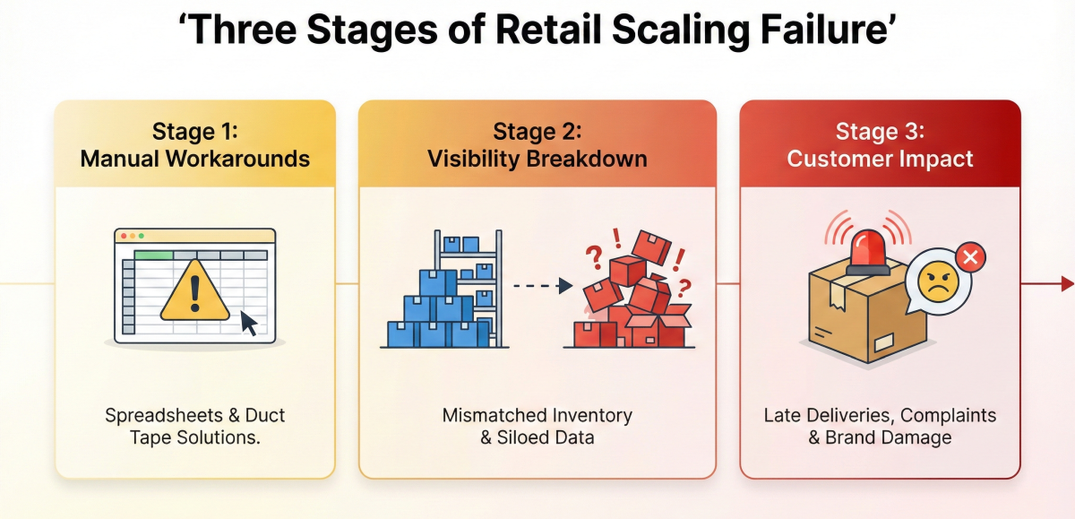 Retail scaling failure stages infographic