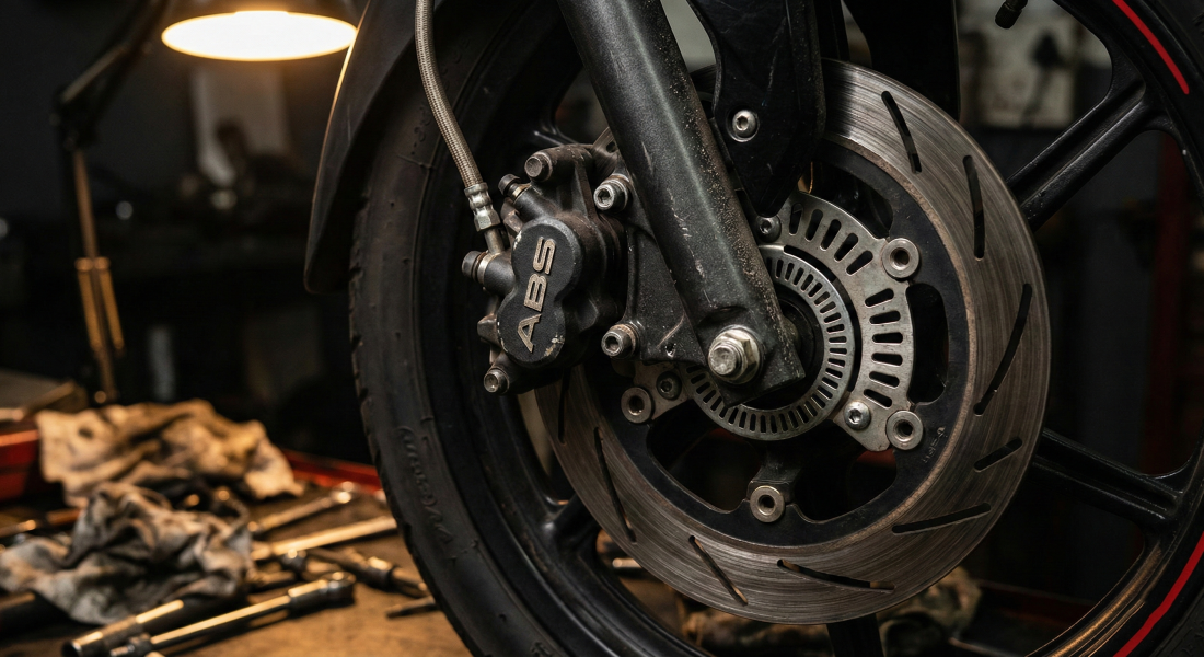 Disc Brake and Caliper Close-up